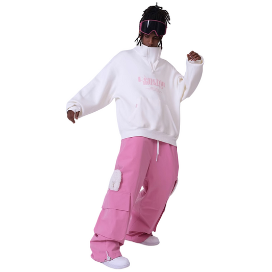 RenChill White/Pink ChillGuard High Collar Snow Pullover--Men's