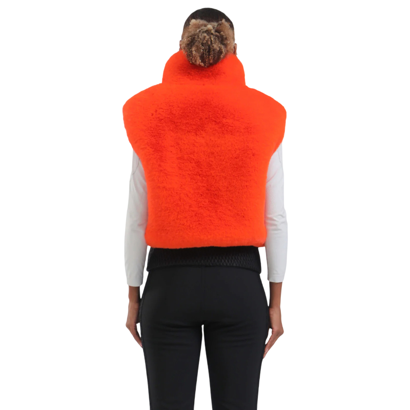 Gsou Snow - Chaleco fruncido de piel sintética para mujer