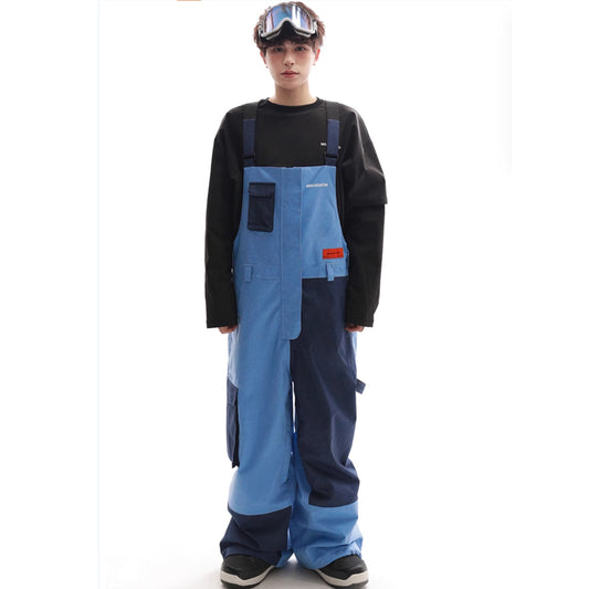 Molocoster Denim patchwork ski bibs--Men's