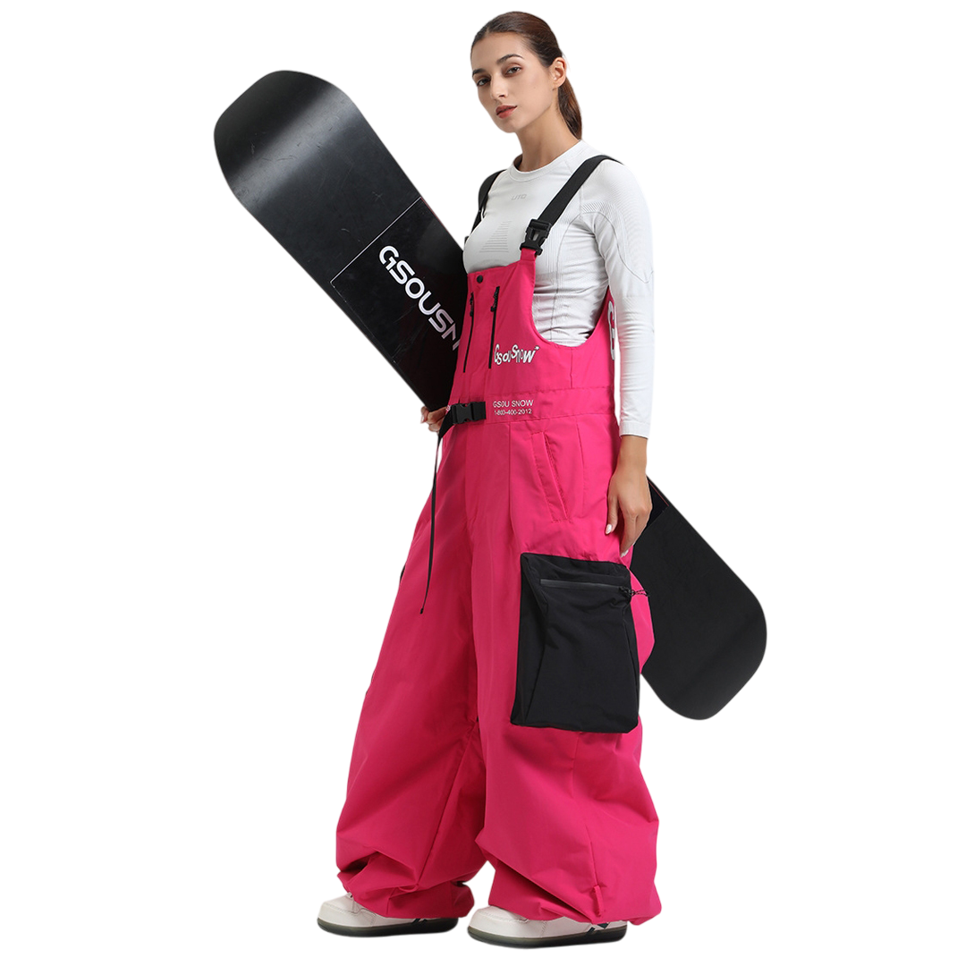 Gsou Snow - Petos de nieve super holgados estilo ropa de trabajo para mujer