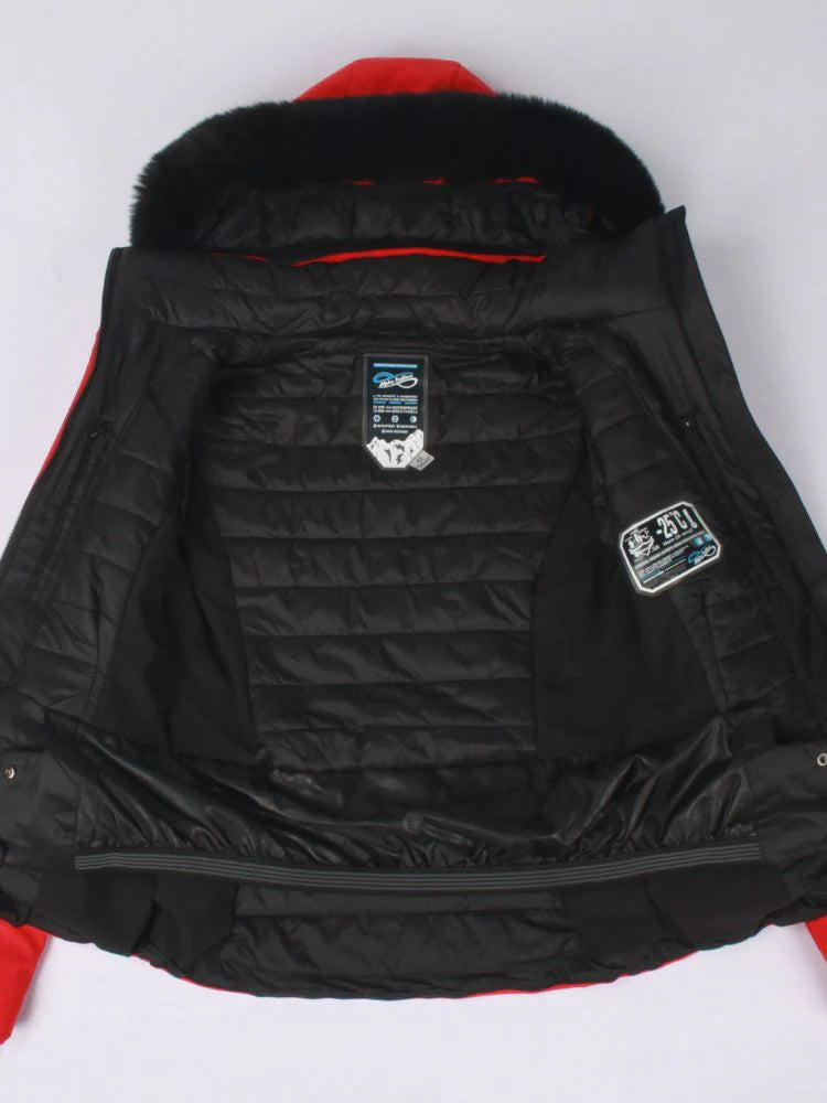 Gsou Snow - Chaqueta de plumón aislante con estampado de nieve Thousand Birds Snow para mujer