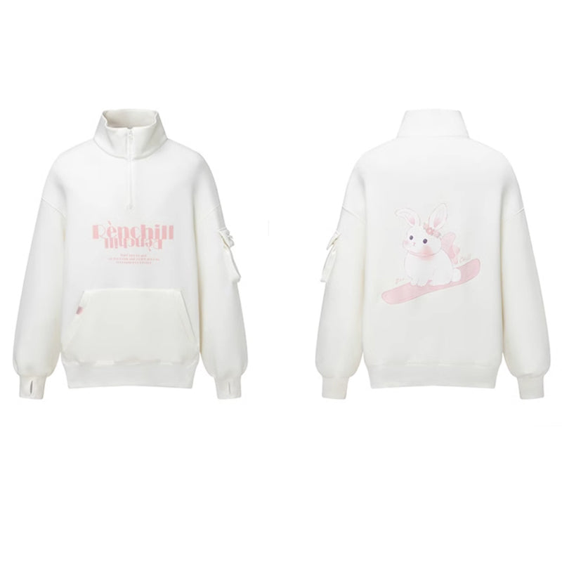 Suéter de nieve de cuello alto RenChill ChillGuard blanco/rosa para hombre