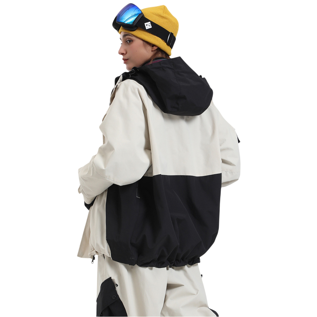 Gsou Snow - Chaqueta de nieve con bloques de color y mangas raglán para mujer
