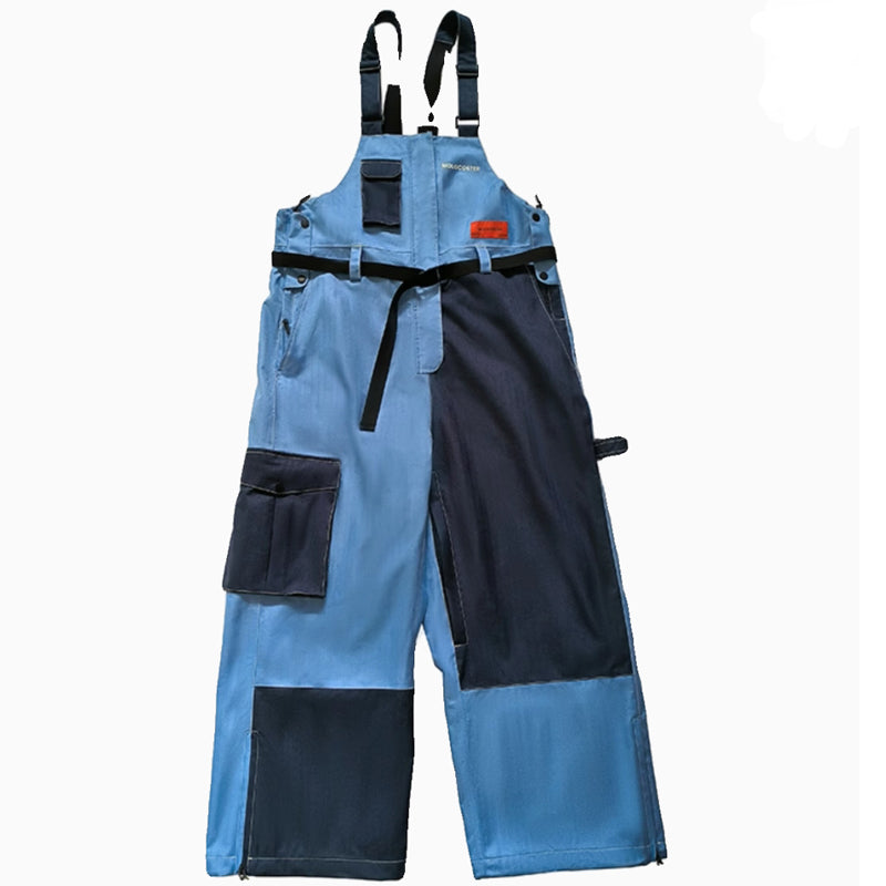 Molocoster Denim patchwork ski bibs--Men's