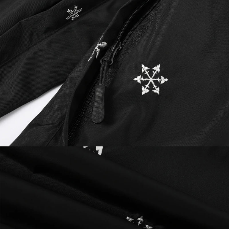 Hellystudio -Snowflake embroidery black snow suit --Men's