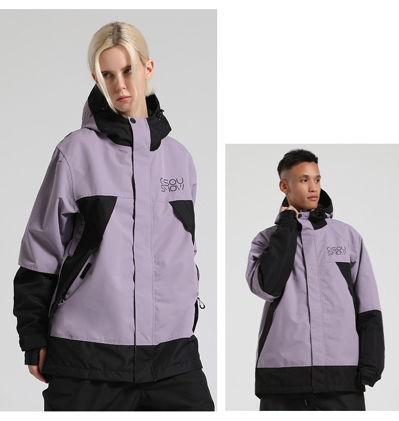 Gsou Snow - Chaqueta de esquí con cinta reflectante y tendencia Colorblock - Mujer
