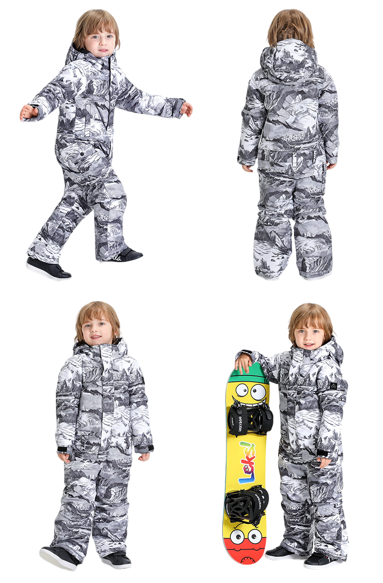 Gsou Snow - Traje de baño de una pieza para niños con camuflaje gris nieve