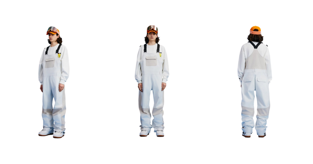 baggy snowboard bibs multi view front side back