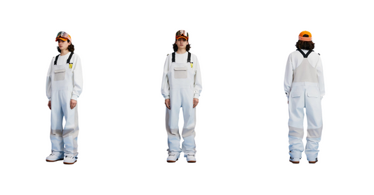 baggy snowboard bibs multi view front side back
