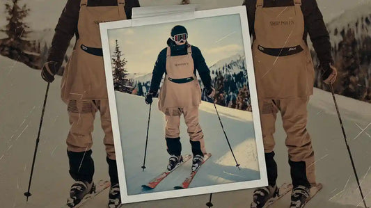 Skiing with ski bibs and goggles, ideal layering for skiing