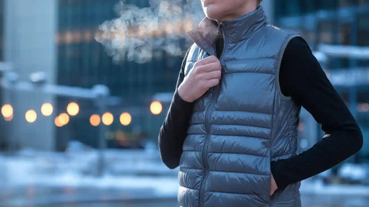 Gray puffer vest for women, a lightweight yet warm winter option