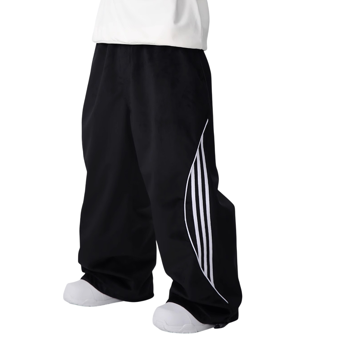 Searipe -Striped velvet baggy Snow pants --Women's