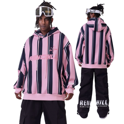 Sudadera con capucha de snowboard a rayas de invierno RenChill para hombre 