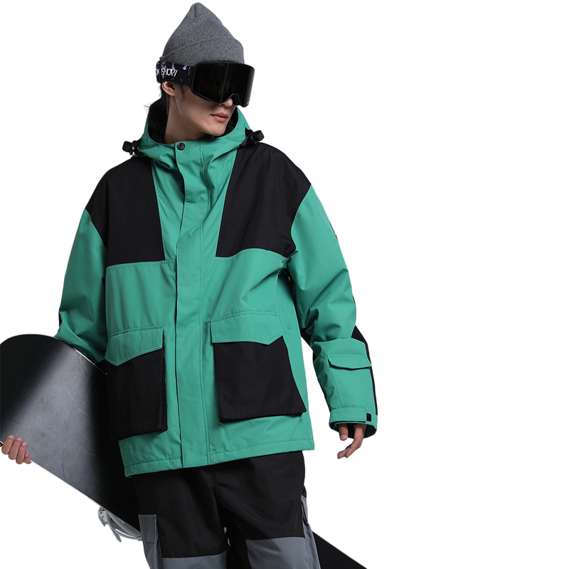 Gsou Snow - Green/Black Snow Colorblock Cargo Snow Jacket - Men's