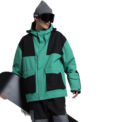 Gsou Snow - Green/Black Snow Colorblock Cargo Snow Jacket - Women's