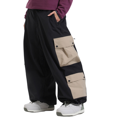 Gsou Snow-   Multi-Pocket Color-Block Baggy Snow Pants --Women's