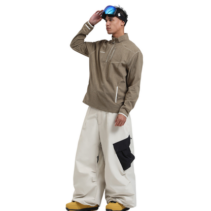 Gsou Snow- Color-Blocked Cargo Pocket Baggy Snow Pants--Men's