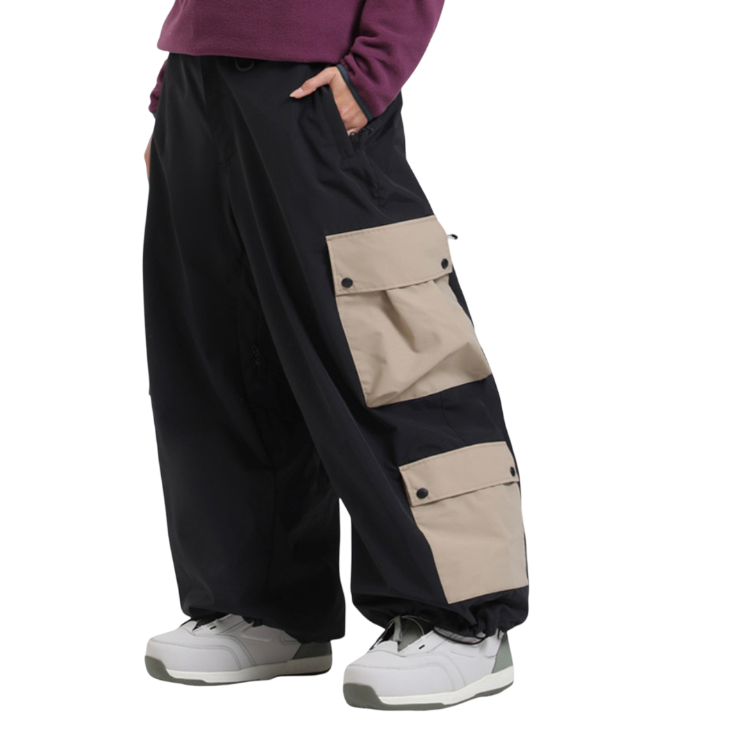 Gsou Snow-   Multi-Pocket Color-Block Baggy Snow Pants --Men's