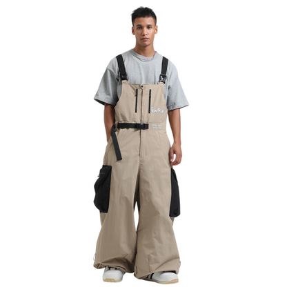 Gsou Snow- Workwear Style Super Baggy Snow Bibs--Men's