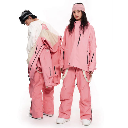 LITAN - Macarons Gradient Color Mountain Snow Bibs --Women's