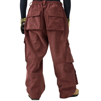 Gsou Snow- Baggy Multi-Pocket Corduroy Snow Pants --Women's