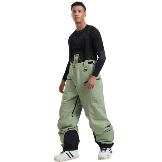 Gsou Snow-Insulated Baggy Snow Pants With Detachable Suspenders - Men's