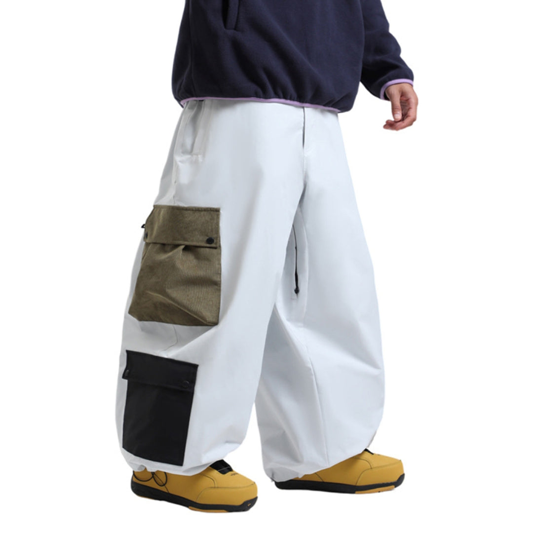 Gsou Snow-   Multi-Pocket Color-Block Baggy Snow Pants --Men's