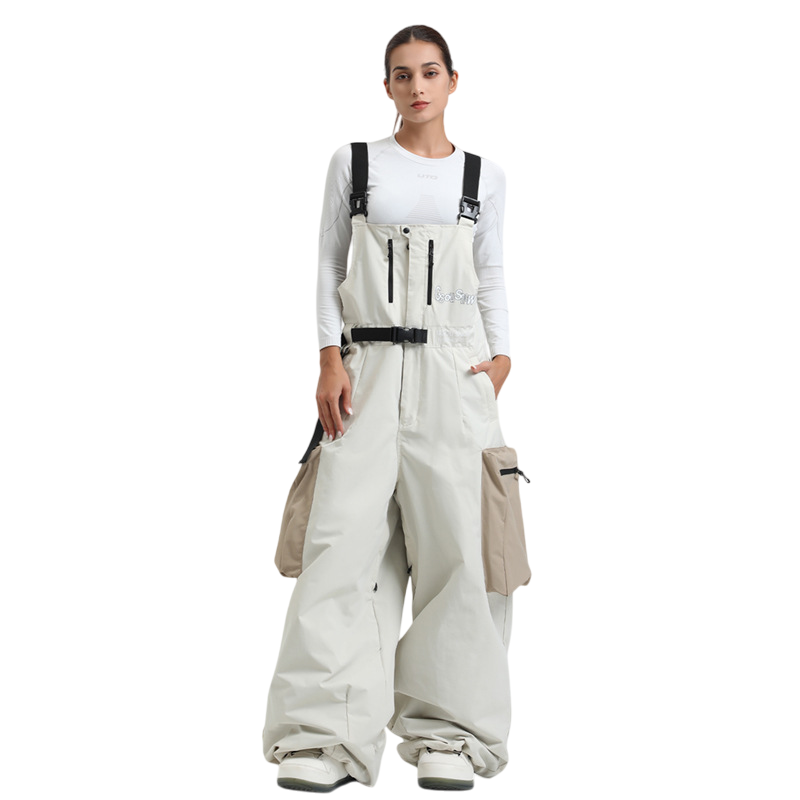 Gsou Snow- Workwear Style Super Baggy Snow Bibs--Women's