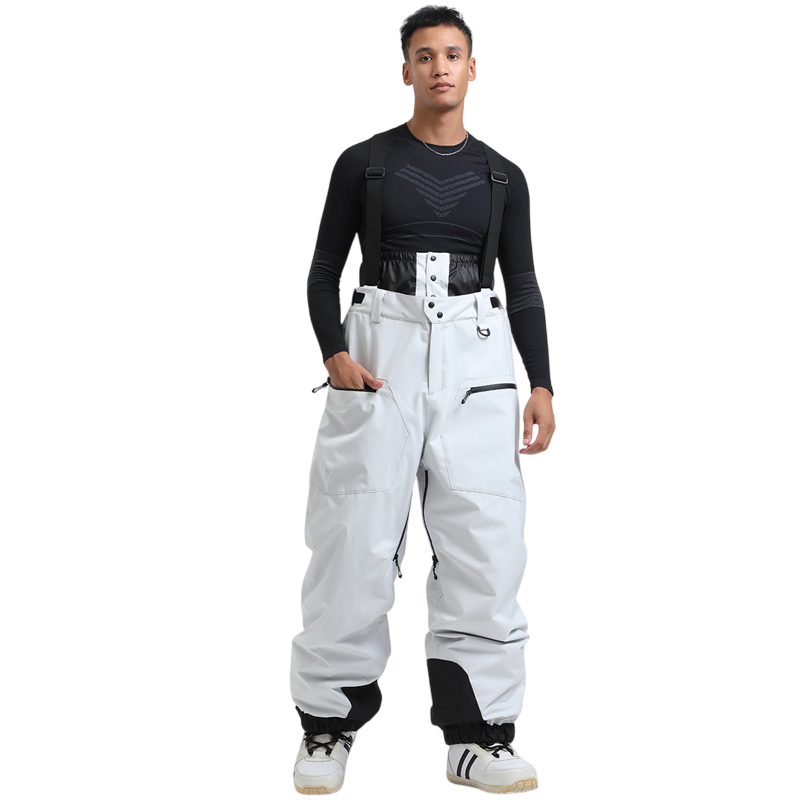 Gsou Snow-Insulated Baggy Snow Pants With Detachable Suspenders - Men's