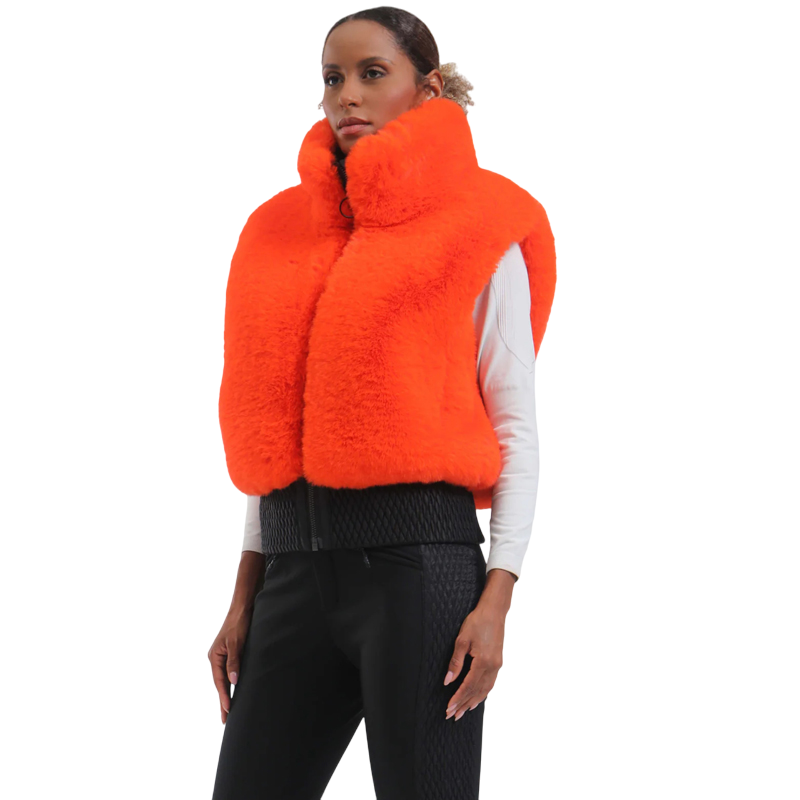 Gsou Snow- Women's Faux Fur Shirred Vest