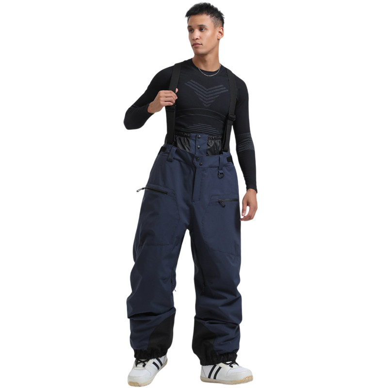 Gsou Snow-Insulated Baggy Snow Pants With Detachable Suspenders - Men's