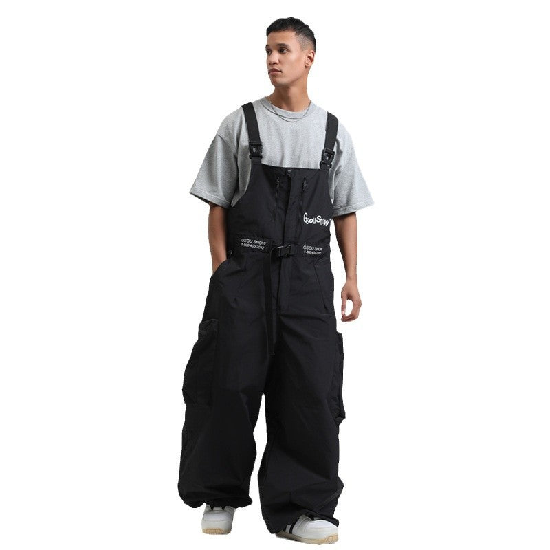 Gsou Snow- Workwear Style Super Baggy Snow Bibs--Men's