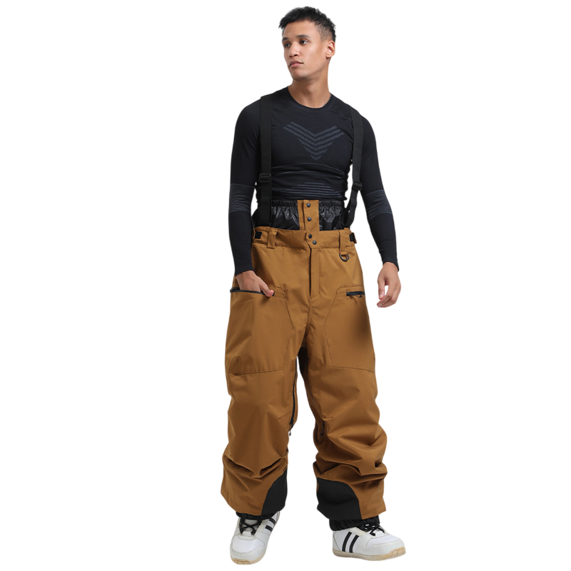 Gsou Snow-Insulated Baggy Snow Pants With Detachable Suspenders - Men's