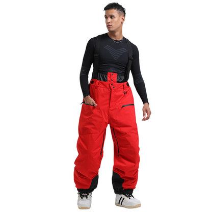 Gsou Snow-Insulated Baggy Snow Pants With Detachable Suspenders - Men's