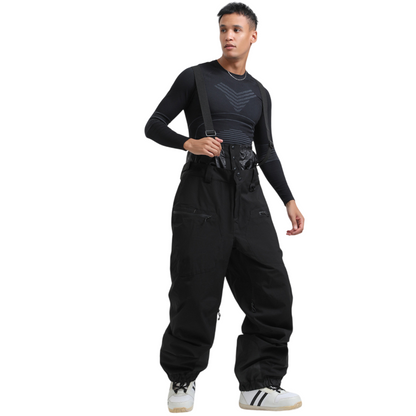 Gsou Snow-Insulated Baggy Snow Pants With Detachable Suspenders - Men's