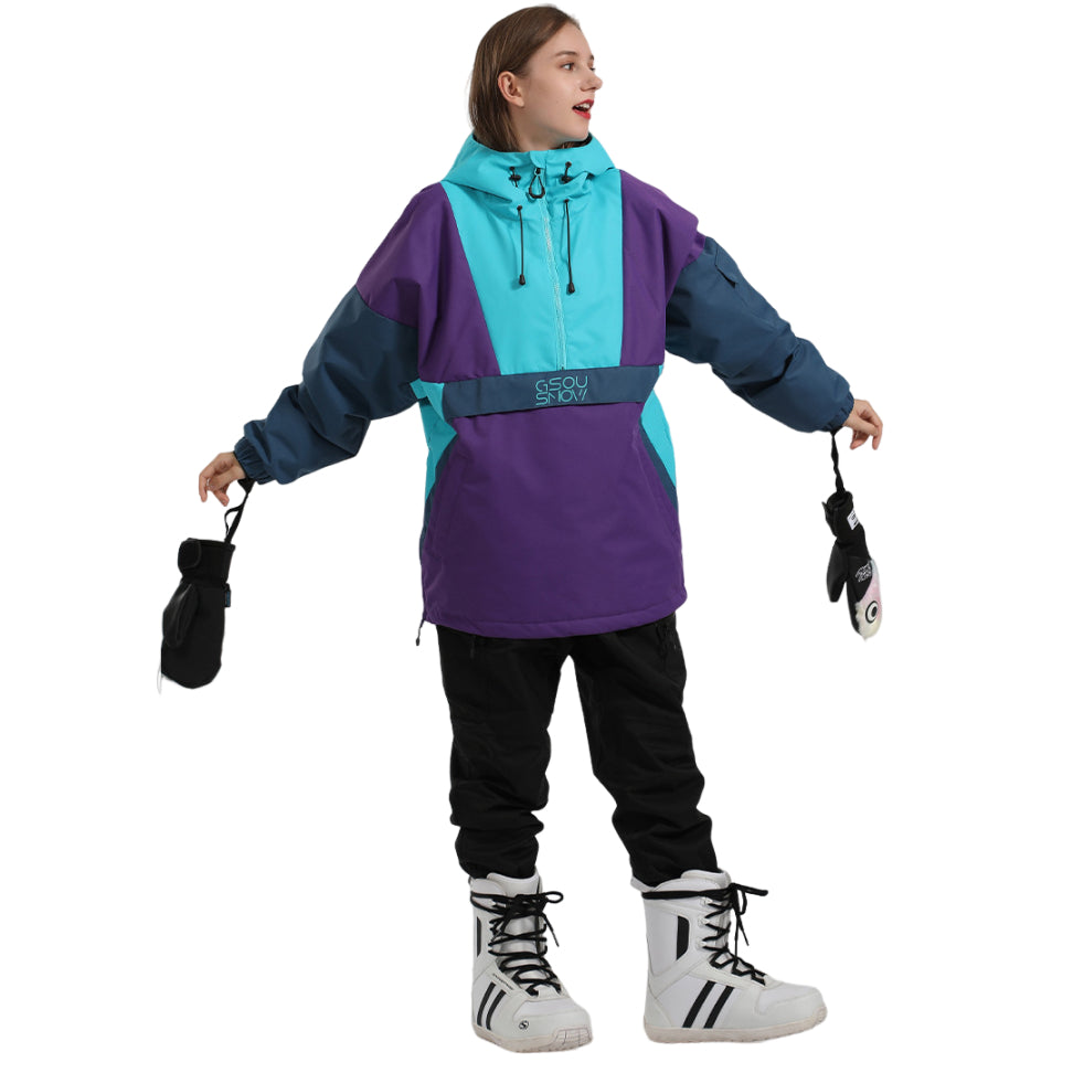 Gsou Snow - Blue/Purple Snow Reflective Snowboarding Jackets - Women's