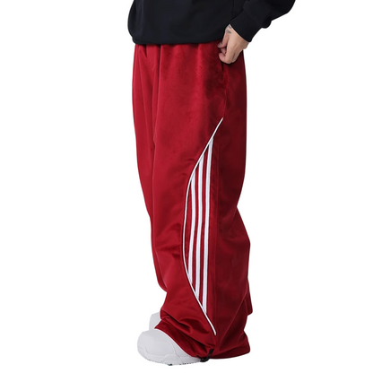 Searipe -Striped velvet baggy Snow pants --Women's