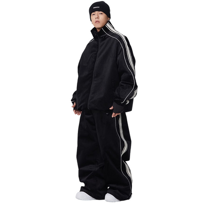 Searipe - Side Stripe Velvet Baggy Shell Snow Suit - Men's