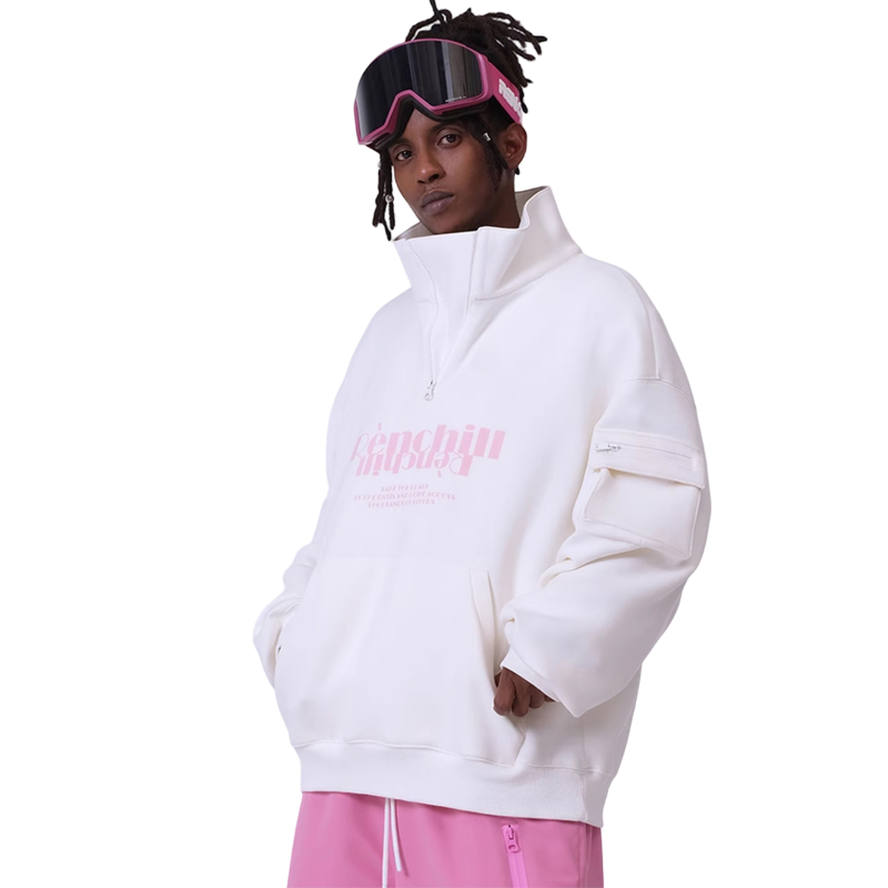 Suéter de nieve de cuello alto RenChill ChillGuard blanco/rosa para hombre 