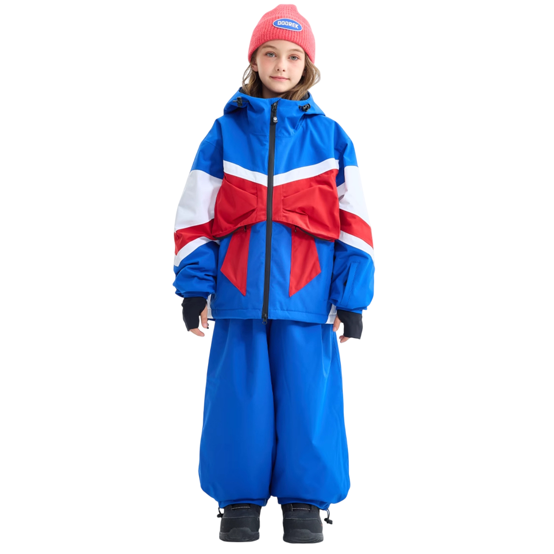 Doorek - 3L blue bow Children's  Ski Suit Set