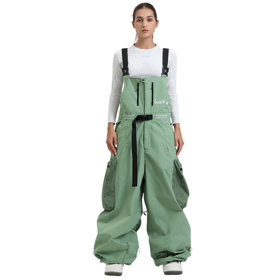 Gsou Snow- Workwear Style Super Baggy Snow Bibs--Women's