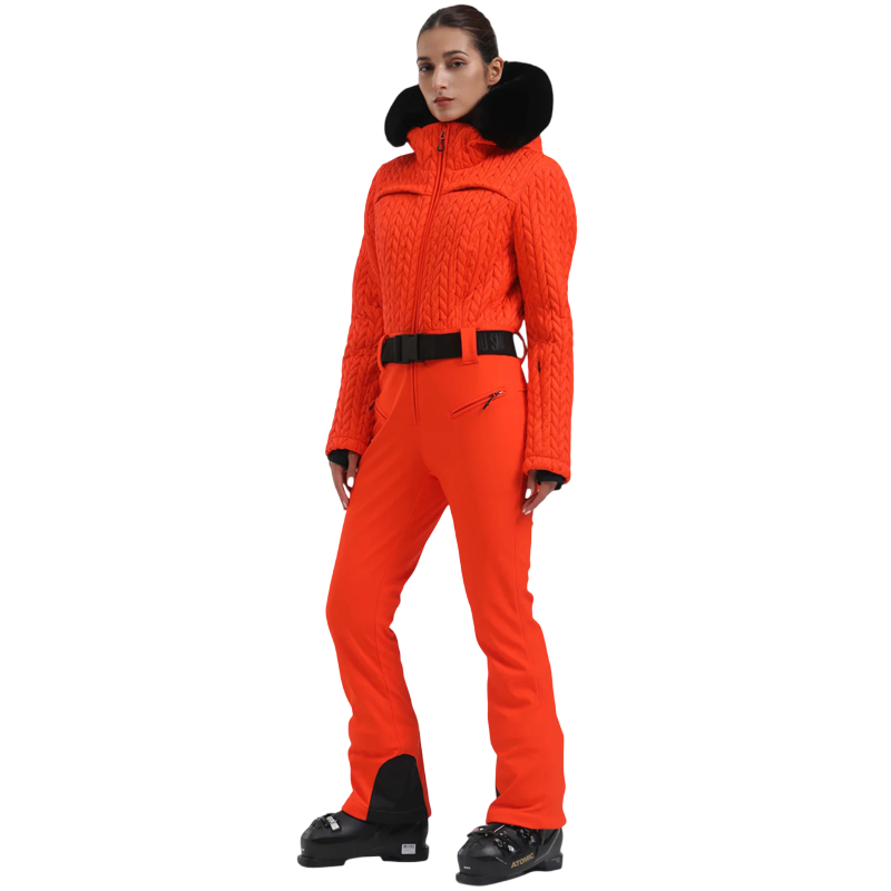 Gsou Snow- Women's Full Shirred Design One-Piece Ski Suit