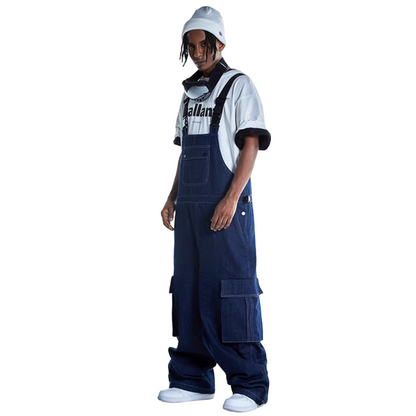 Pantalones vaqueros con tirantes estilo holgado RenChill Panda para hombre 