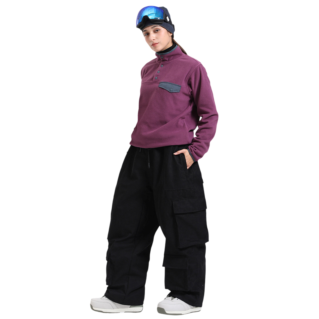 Gsou Snow- Baggy Multi-Pocket Corduroy Snow Pants --Women's