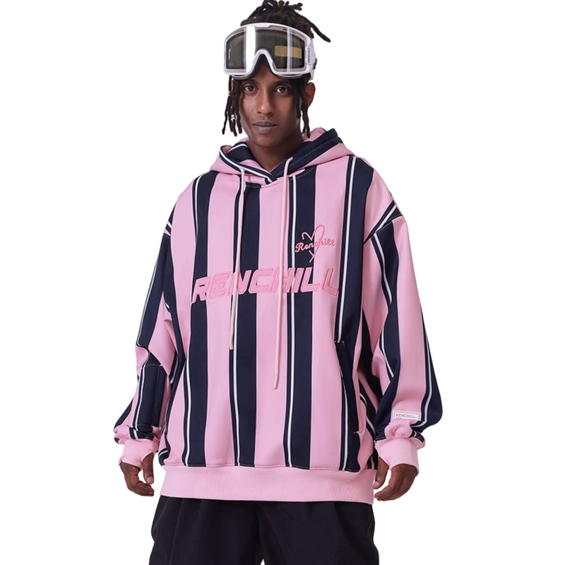 Sudadera con capucha de snowboard a rayas de invierno RenChill para hombre 