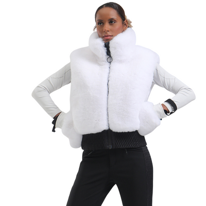 Gsou Snow- Women's Faux Fur Shirred Vest