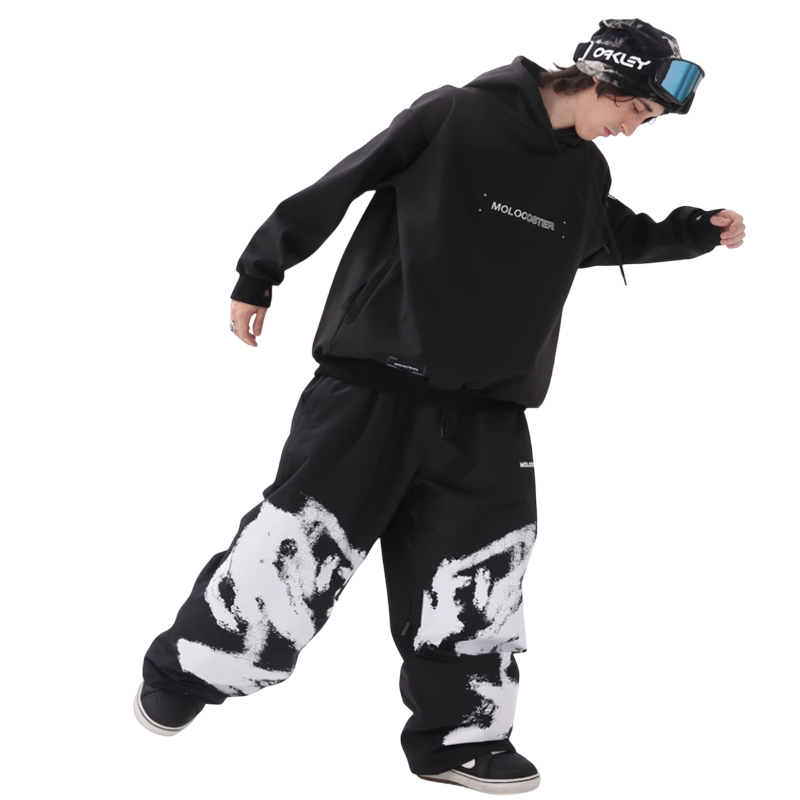 Molocoster 3L black&white Graffti Snow Pants--Women's