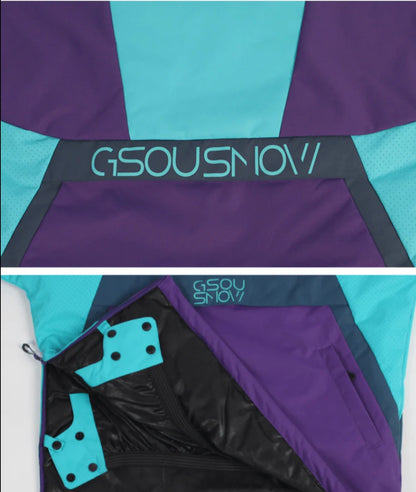 Gsou Snow - Blue/Purple Snow Reflective Snowboarding Jackets - Men's