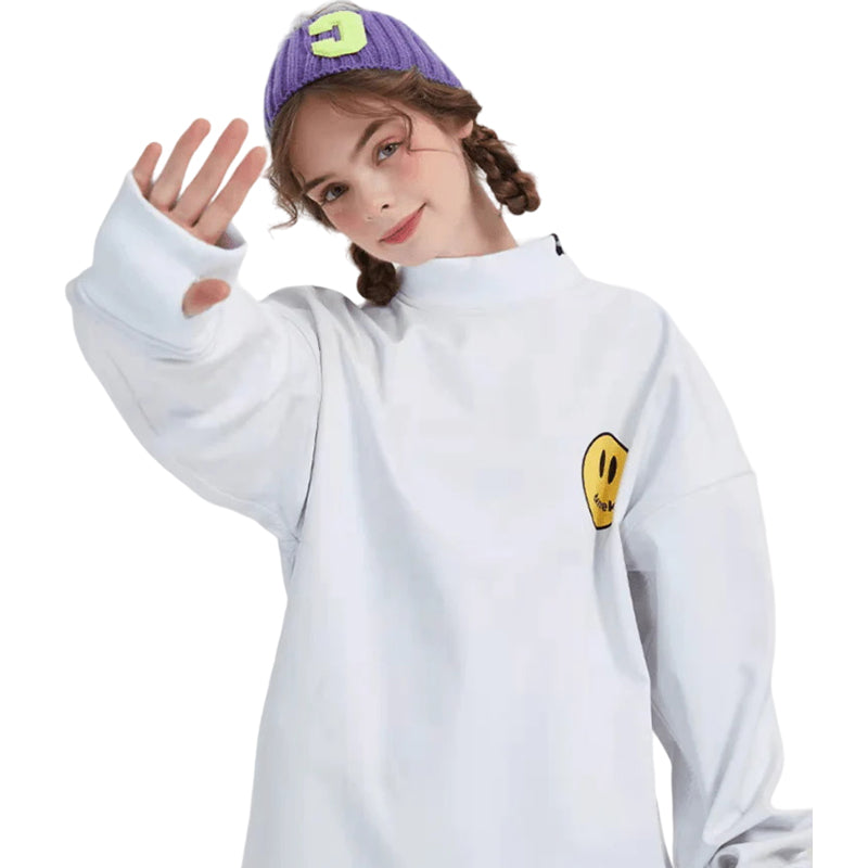 Doorek - White Smily Pullover Sweater - Women's