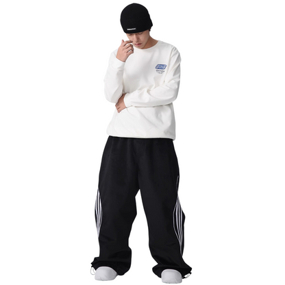 Searipe -Striped velvet baggy Snow pants --Men's